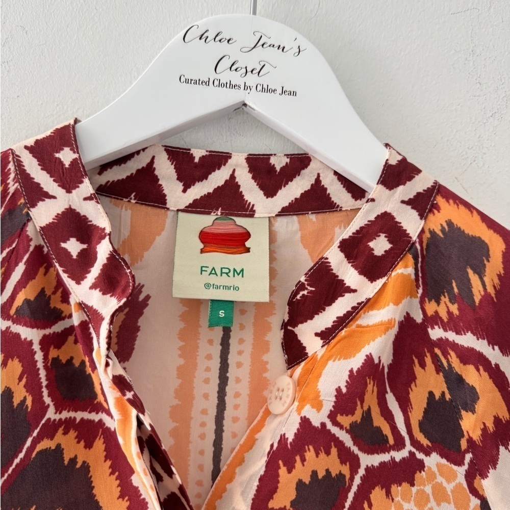 FARM RIO Cream Toucans Scarf Maxi Dress S - Picture 8 of 8